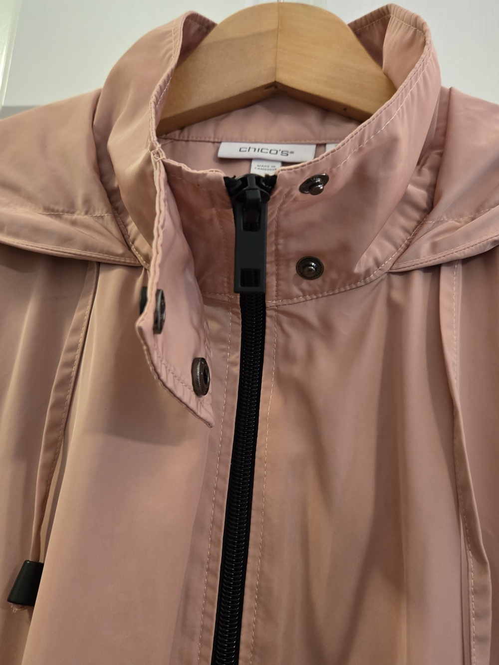Chico's Hooded Windbreaker Utility Jacket Blush Pink - Picture 4 of 7